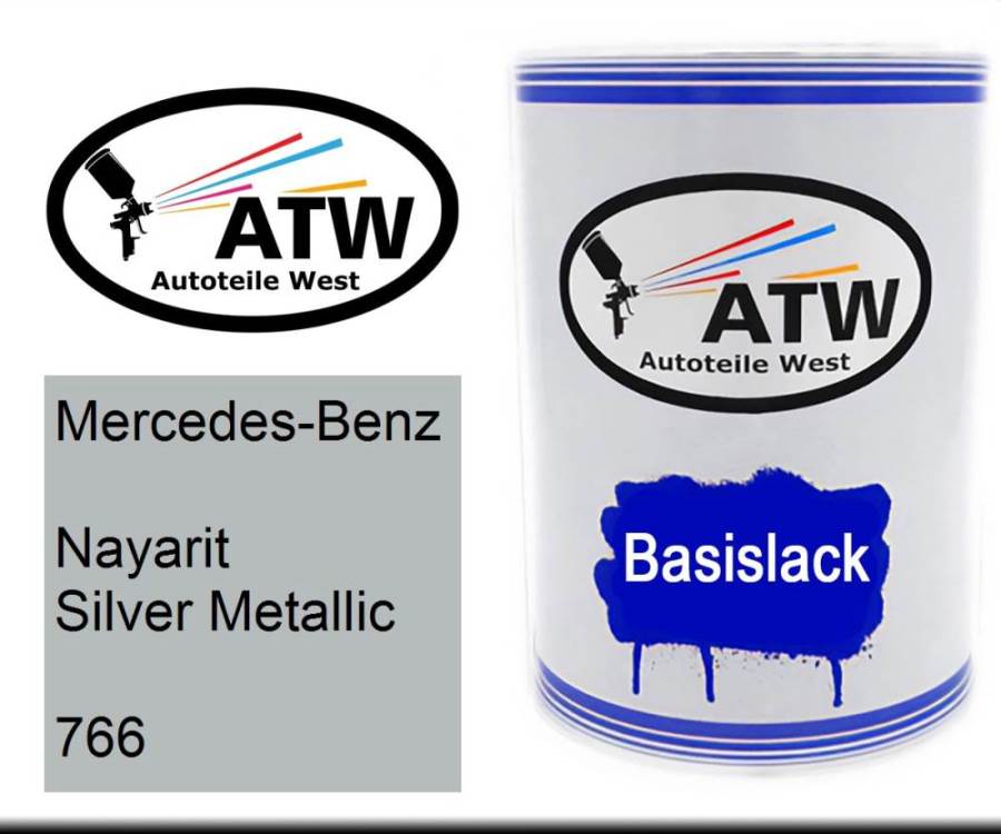 Mercedes-Benz, Nayarit Silver Metallic, 766: 500ml Lackdose, von ATW Autoteile West.